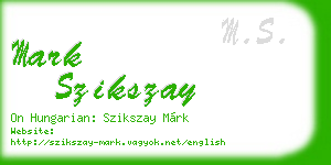 mark szikszay business card